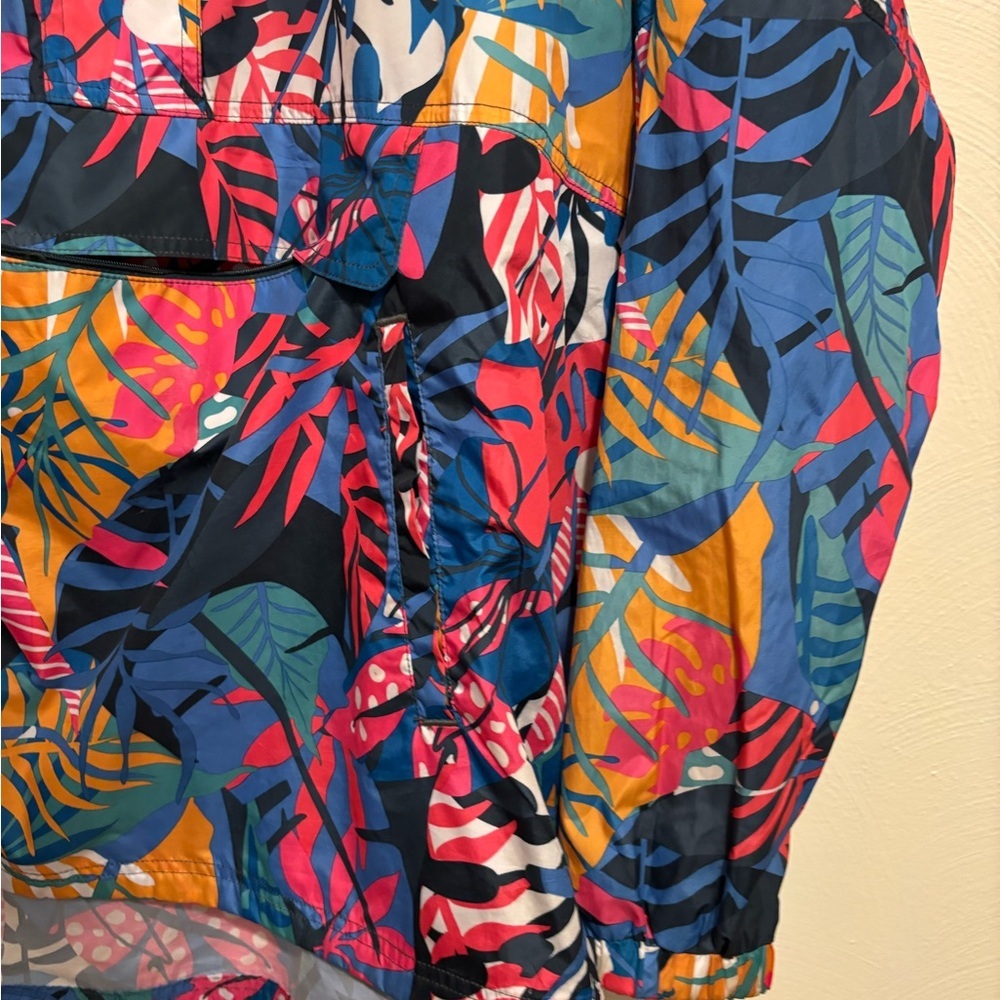 Lauren James XL Tropical Leaf Print Hooded Pullover Windbreaker Jacket - Picture 5 of 6